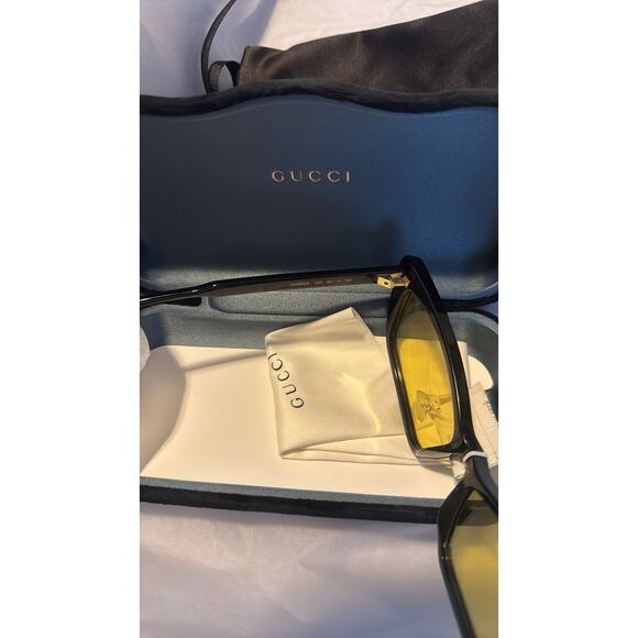 Gucci 58mm Cat Eye Sunglasses black with yellow lenses - Picture 6 of 11